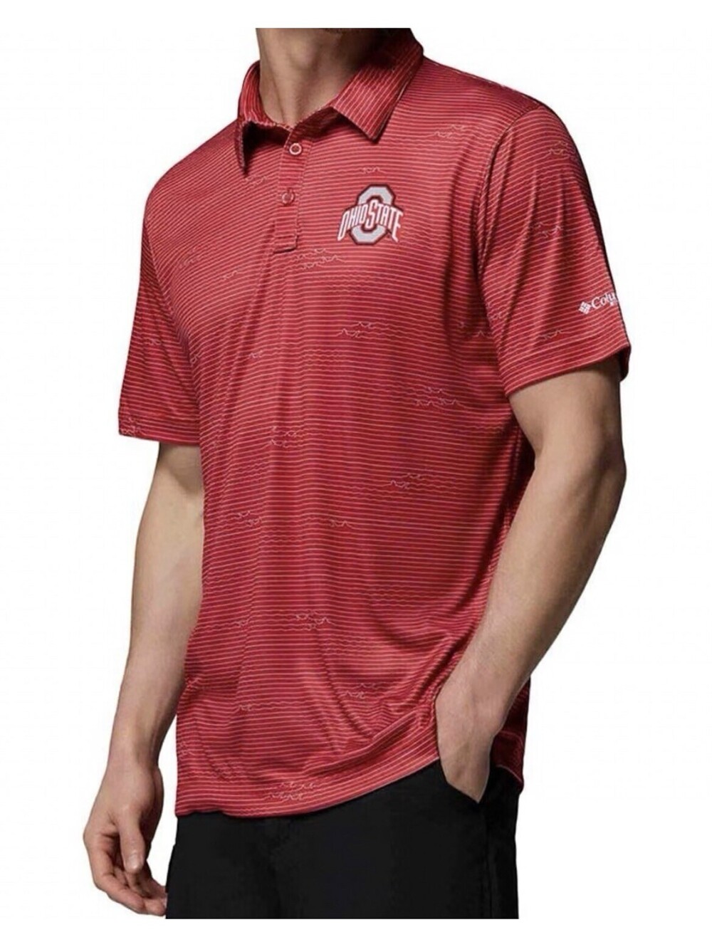 COLUMBIA OHIO STATE MENS RED OSU Buckeyes SHORT SLEEVE POLO Shirt Sz Large $70